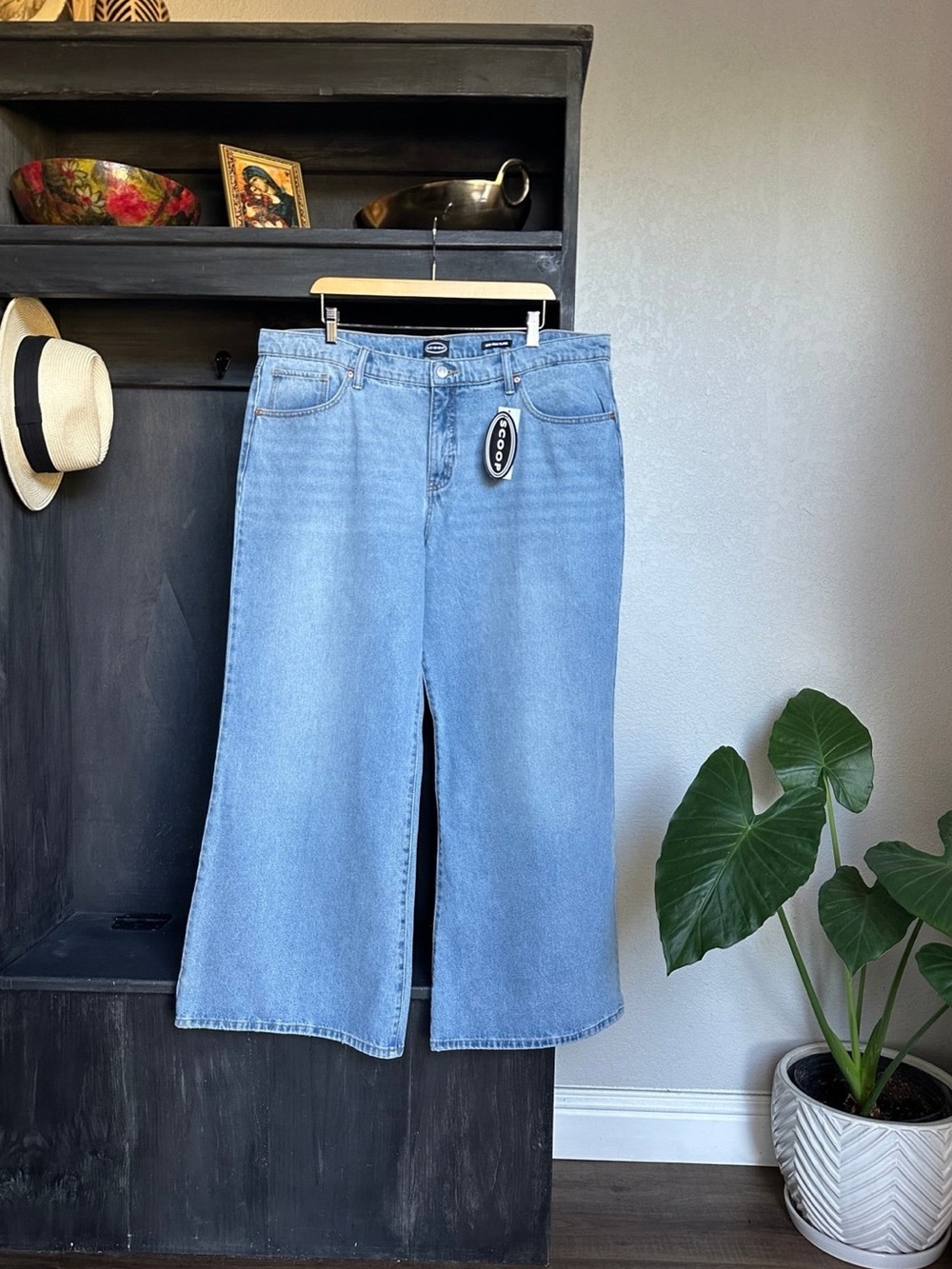 SCOOP Womens Plus Size Wide Leg Jeans - Slouchy Low Rise Size 18